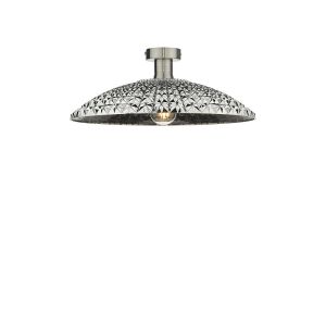Edie 1 Light E27 Antique Chrome Semi Flush C/W A Large Faceted Shade In A Acrylic Mirrored Finish