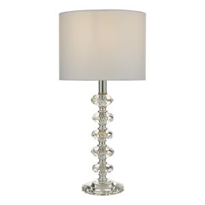 Shyla 1 Light E14 Single Table Lamp With Crystal & Polished Chrome Finish Stem Complete With White Cotton Shade