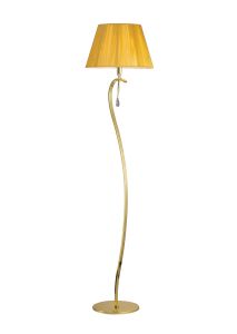 Siena Floor Lamp 1 Light E27, Polished Brass With Amber Ccrain Shade And Clear Crystal
