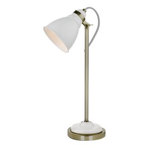 Sika Task Table Lamp White and Antique Brass