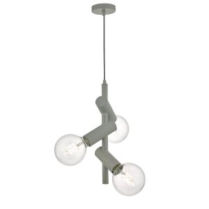 Sion 3 Light E27 Grey Adjustable Pendant With Grey Braided Cable