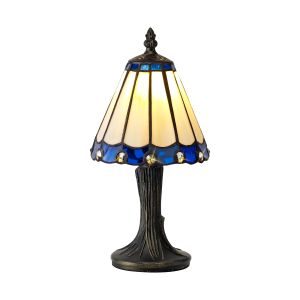 Sonoma Tiffany Table Lamp, 1 x E14, Ccrain/Blue/Clear Crystal Shade