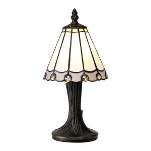 Sonoma Tiffany Table Lamp, 1 x E14, White/Grey/Clear Crystal Shade