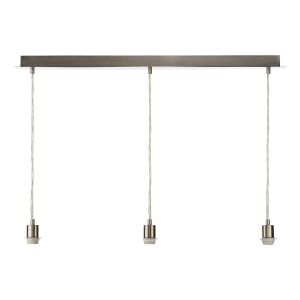 3 Light E27 Satin Chrome  Adjustable Linear Suspension With Clear Cable