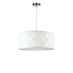 Tonga 1 Light E27 Antique Chrome Adjustable Pendant C/W Pink Cotton Drum Shade With Diamond Pattern Design & Complete With A Removable Diffuser