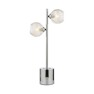 Spiral 2 Light G9 Polished Chrome Table Lamp C/W Inline Switch C/W Clear Glass Shades & Inner Wire Detail