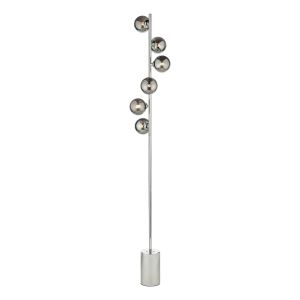 Spiral 6 Light G9 Polished Chrome Floor Lamp With Inline Foot Switch C/W Smoked Glass Shades