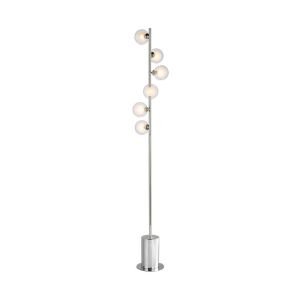 Spiral 6 Light G9 Polished Chrome Floor Lamp With Inline Foot Switch C/W Clear & Opal Glass Shades