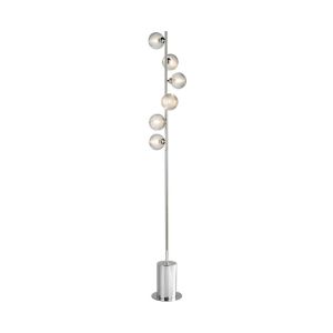 Spiral 6 Light G9 Polished Chrome Floor Lamp With Inline Foot Switch C/W Clear Closed Ribbed Glass Shades