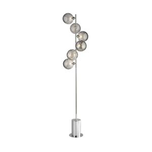 Spiral 6 Light G9 Polished Chrome Floor Lamp With Inline Foot Switch C/W Smoked Dimpled Glass Shades
