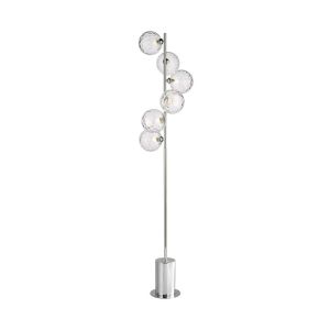 Spiral 6 Light G9 Polished Chrome Floor Lamp With Inline Foot Switch C/W Clear Dimpled Glass Shades