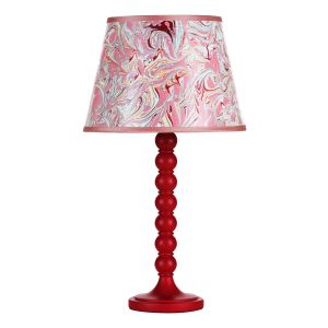 Spool 1 Light E14 Red Bobbin Wood Style Table Lamp With Inline Switch (Base Only)