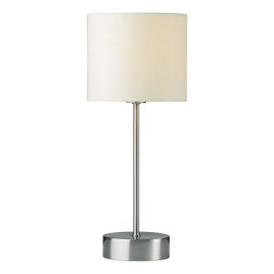 Suzie 1 Light E14 Satin Chrome 3 Stage Touch Table Lamp C/W Ccrain Faux Suede Shade
