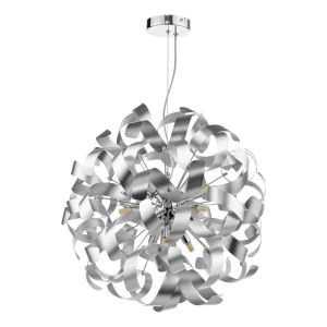 Swash 9 Light G9 Polished Chrome Adjustable Pendant C/W Aluminium Ribbons