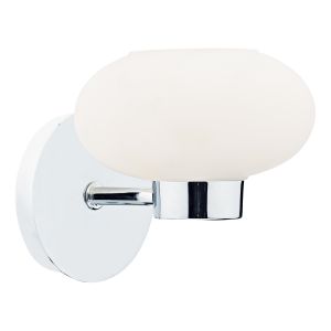 System 1 Light G9 Polished Chrome Wall Light With Rocker Switch With Soft White Glass Shade