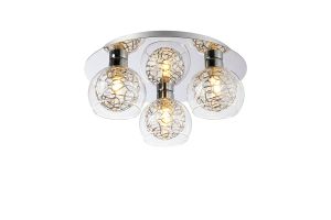 Talia 35cm Flush Ceiling Round, 3 Light G9, Polished Chrome/Silver/Clear Glass