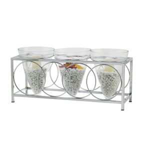 (DH) Tessa Candle Holder 3 Cone Polished Chrome/Clear Glass