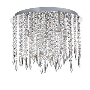 Falun 4 Light G9 Polished Chrome Flush Ceiling Light With Crystal Dressings
