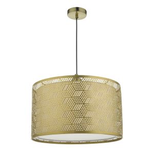 Tino E27 Non Electric Gold Finish Metal Drum Shade With Intricate Geometric Piercings (Shade Only)