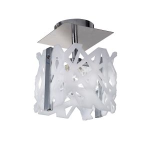 Tokio Square Ceiling 1 Light G9, Gloss White/Polished Chrome