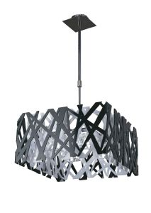 Tokio Square Pendant Convertible To Semi Flush 4 Light G9, Gloss Black/Gloss White/Polished Chrome