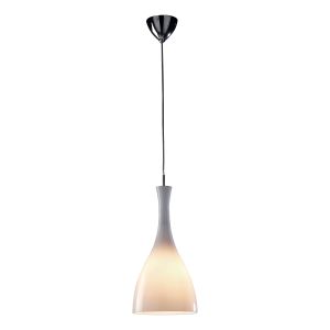 Tone 1 Light E27 Polsihed Chrome Adjustable Pendant With White Glass Shade