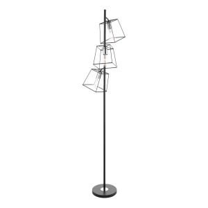 Tower 3 Light E27 Black & Polished Chrome Floor Lamp With Inline Foot Switch