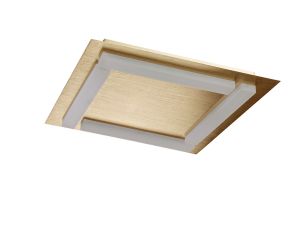 Veakon Square Ceiling 4 Light 20W LED 3000K, 1800lm, Satin Gold/Frosted Acrylic, 3yrs Warranty