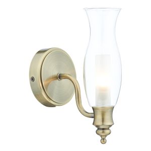 Vestry 1 Light G9 Antique Brass Bathroom IP44 Wall Light With Clear Glass Shade