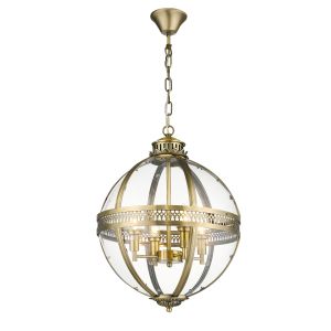 Cala 4 Light E14 Candle Adjustable Dimmable Antique Brass Pendant