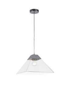 Vida Square Pendant Large, 1 Light E27, Polished Chrome