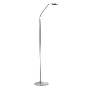 Wellington 1 Light 7W Integrated LED Satin Chrome Adjustable Floor Lamp With Toggle switch