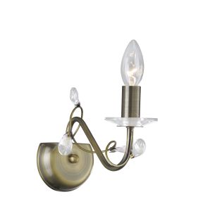 Willow Wall Lamp WITHOUT SHADE 1 Light E14 Antique Brass/Crystal