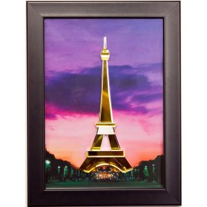 (DH) World Eiffel Tower, Black Frame Amber, Crystal