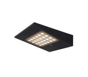 Yeti Solar/Sensor Wall Lamp, 2.2W LED, 3000K, 188lm, IP54, Graphite, 3yrs Warranty
