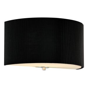 Znew_yorkza 1 Light E27 Black Micro Pleat Shade Wall Light With Tempered Glass Diffuser And Polished Chrome Ficorstonl