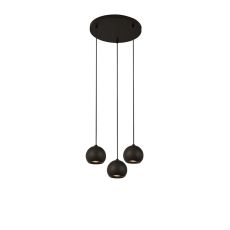 eindhoven 3 Light LED Integrated Adjustable Pendant Black Metal