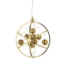 Muni 1 Light 8.5W LED Integrated 539lm Gold Adjustable Pendant With Polished Gold & Clear Glass Spheres
