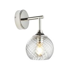 Allegra 1 Light E14 Polished Nickel Wall Light With Clear Spiral Patterened Glass Shade