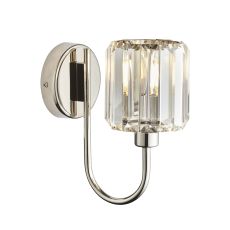 Berenice 1 Light E14 Polished Nickel Wall Light With Decorative Clear Cut Faceted Glass Shade