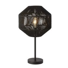 Single Table Lamp Black Wicker Finish