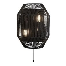 Double Wall Light Black Wicker Finish