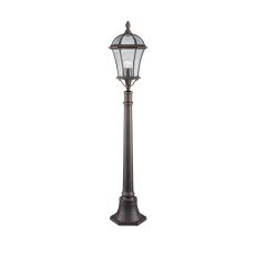 Capri - 1 Light Outdoor Post (Height 95cm), Rustic Brown, Clear Glass