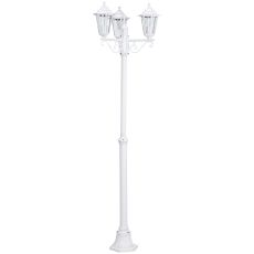 Laterna 5, 3 Light E27 Outdoor IP44 Die Cast White Aluminium Outdoor Post With Clear Glass