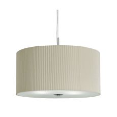 Drum Pleat Pendant - 3 Light Pleated Shade Pendant, Ccrain With Frosted Glass Diffuser Diameter 40cm