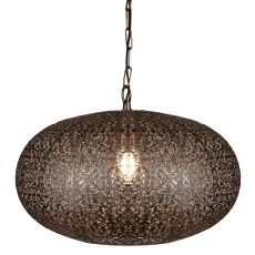 Fretwork 1 Light Pendant, Antique Copper