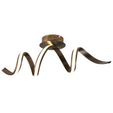 Dimmable Ribbon LED Twist Ceiling Flush, Rustic Black/Gold