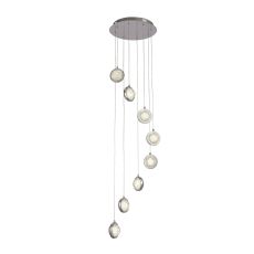 Quartz 8 Light LED Integrated Adjustable Pendant Bubble Glass With Detail Rim