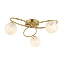 Marwa 3 Light G9 Satin Brass Semi-Flush Fitting With Confetti Glass Shades