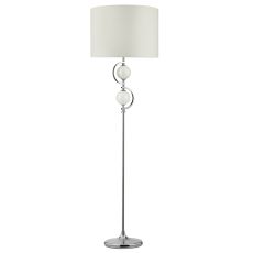 Floor Lamp - Chrome, White Glass Balls & Drum Shade